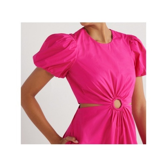 Scoop Womens Cut Out Midi Dress w Puff Sleeve Beetroot Purple Pink Size XS (0-2) - Picture 3 of 7